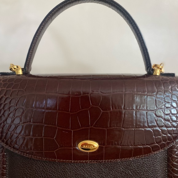 Authentic Bally Brown and Burgendy leather Hand / Crossbody Bag - Picture 5 of 13